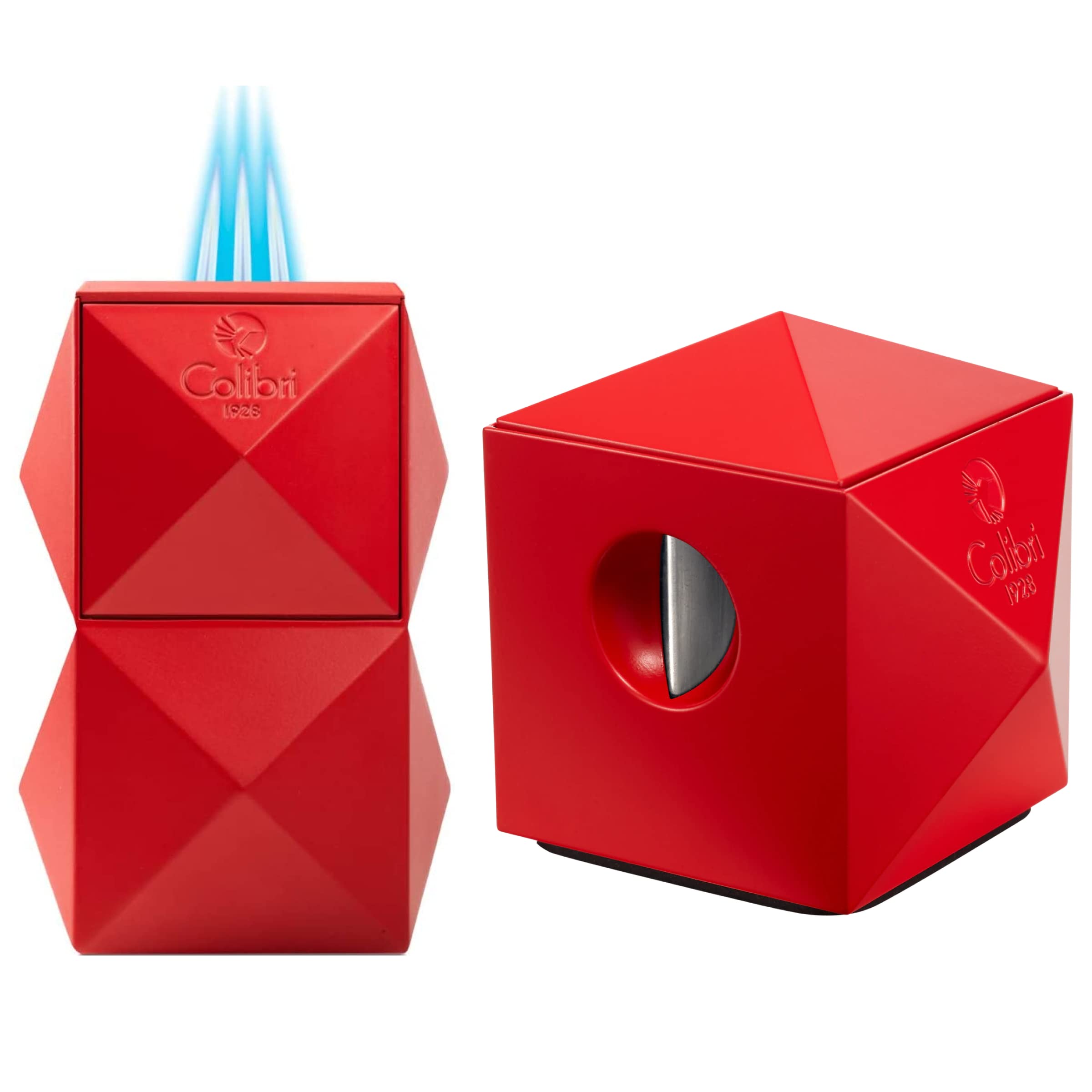 Colibri Quasar Two-in-One Cutter Red Quasar Triple Flame Lighter Red