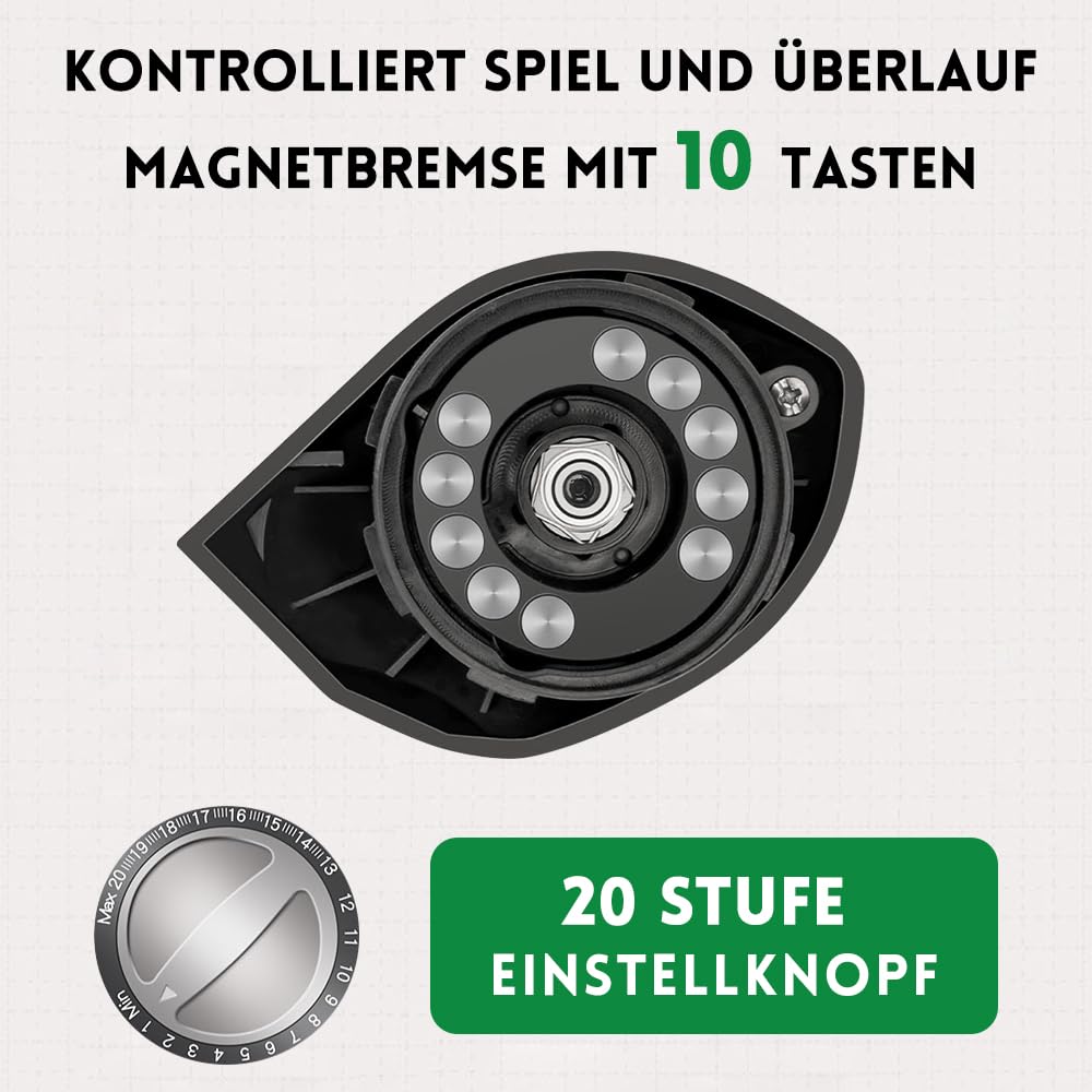 Angeln Baitcasting-Rolle,Magnetisches Bremssystem für das Angeln in Salzwasser und Süßwasser, Baitcaster Angelrollen Mit 18+1BB Edelstahl Kugellagern