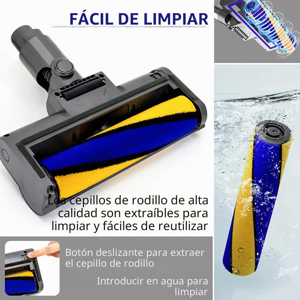 Cabezal de Cepillo de Rodillo Suave para Dyson V12 Detect Slim / V10 Slim Accesorios, limpiadores inalámbricos para Suelos de Madera Dura con luz Verde Antipolvo