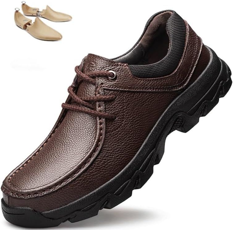 Men's Business Casual Warm Lace-up Shoes Versatile Thick-Soled Oxford Men Comfortable Low-top for Shopping Driving Outdoor Activities