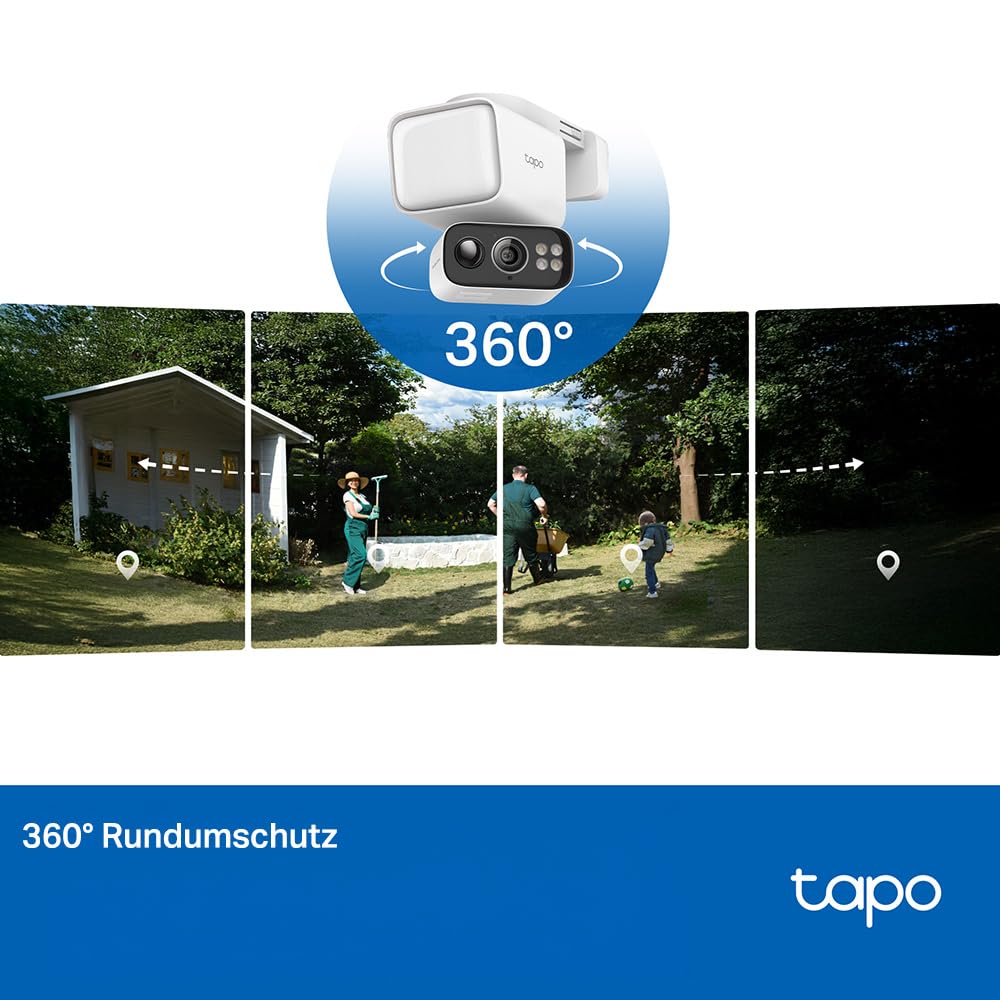 Tapo C615F KIT 360° Flutlichtkamera | Solar Überwachungskamera Außen mit Akku | 2K 3MP | KI-Erkennung | 24/7 Aufnahme | 2-Wege-Audio | Lokale MicroSD & Cloud | Kompatibel mit Alexa & Google