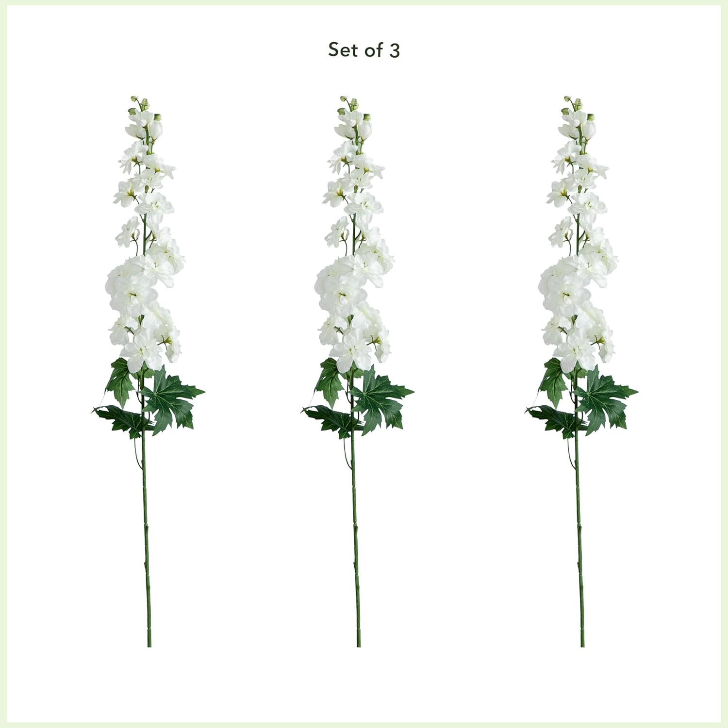Nearly Natural 39-in Artificial Delphinium Flower Stems, Set of 3 Long Stem Artificial Flowers for Home or Office Décor, Faux Delphinium Flower Stems in White for DIY Decoration
