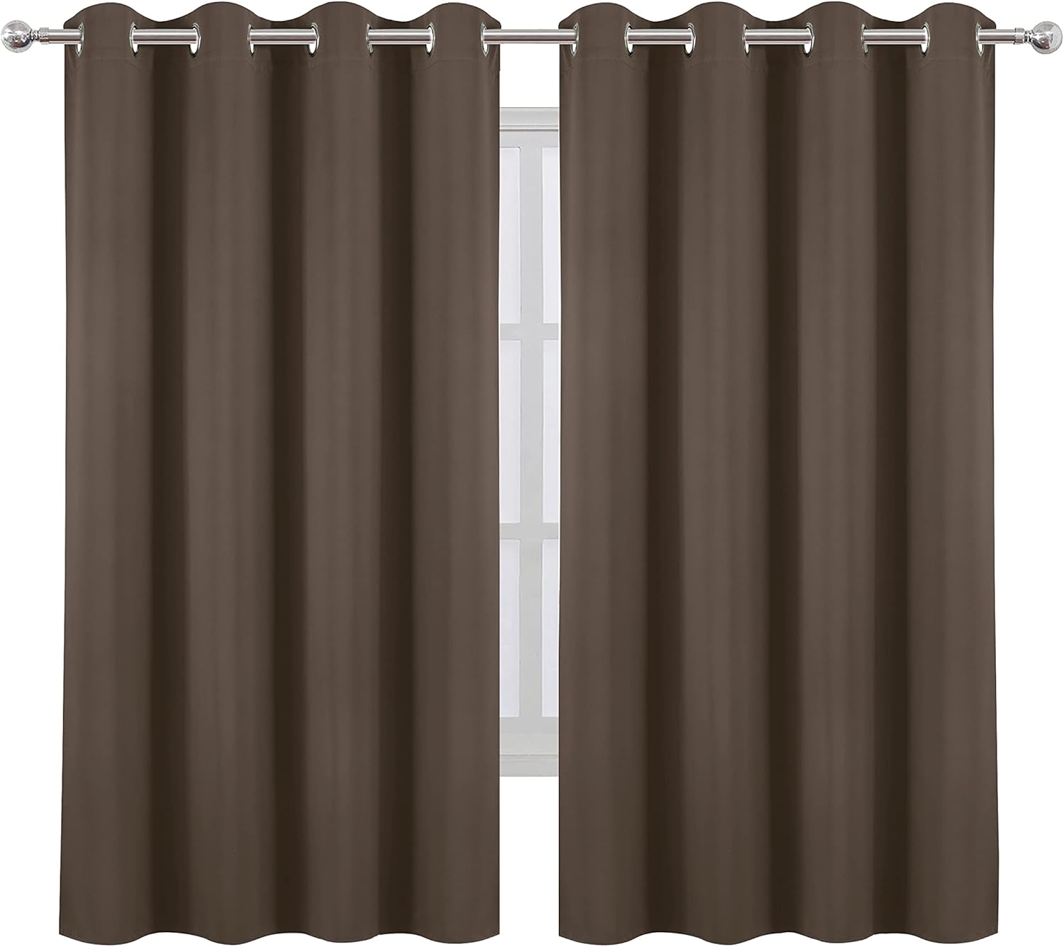LEMOMO Chocolate Brown Blackout Curtains 66 x 63 Inch Length/Set of 2 Curtain Panels/Thermal Insulated Room Darkening Blackout Curtains for Bedroom