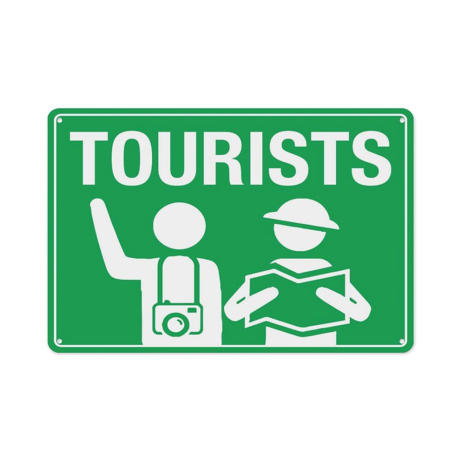 peiyeety Tourists Sign Aluminum Tin Warning Signs for Home Outdoor Garden 8X12 Inches