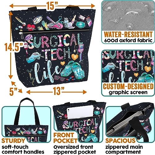 Image of 84hoods Large Waterproof Tote Bag with Pockets and Zipper for Work. Gift for Nurse. Shoulder Bag for Women.
