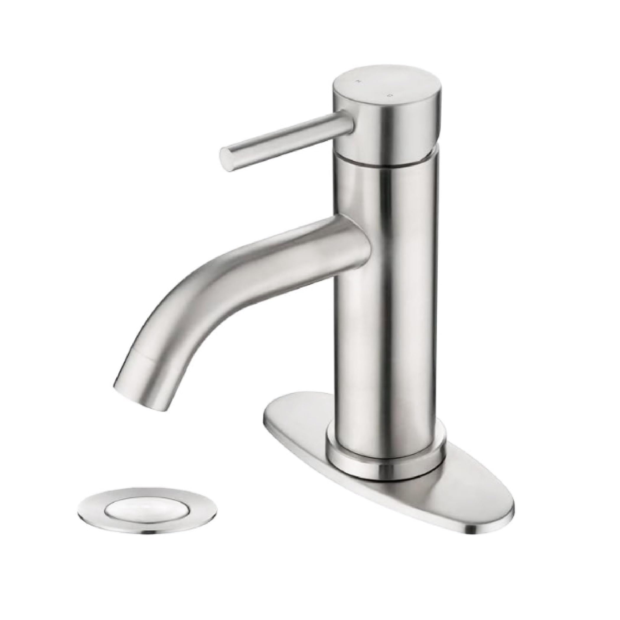 Bathroom Sink Faucet: Single Handle Bathroom Faucet with Deck Plate and Pop Up Drain, Bathroom Faucet 1 Hole or 3 Hole Sink Faucet Bathroom - Llaves para Lavamanos De Bano