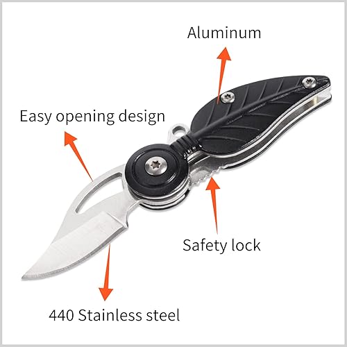 Miniatura 9 de Cuchillos de bolsillo y cuchillos plegables, cuchillo de bolsillo pequeño con cadena, mini cuchillo de bolsillo para mujeres, cuchillos geniales,