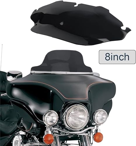 Miniatura 7 de WYNMOTO Parabrisas ondulado negro de 8 pulgadas compatible con Harley Davidson Street Glide Electra Glide Ultra Classic Touring FLHT FLHTC FLHX Tri