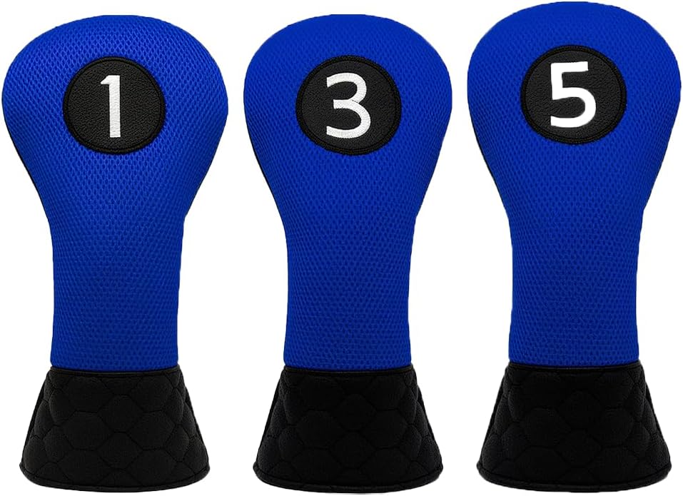 Honeycomb Two-Tone Blue-Black Head Protector Golf Club Covers Driver/Fairway/UT