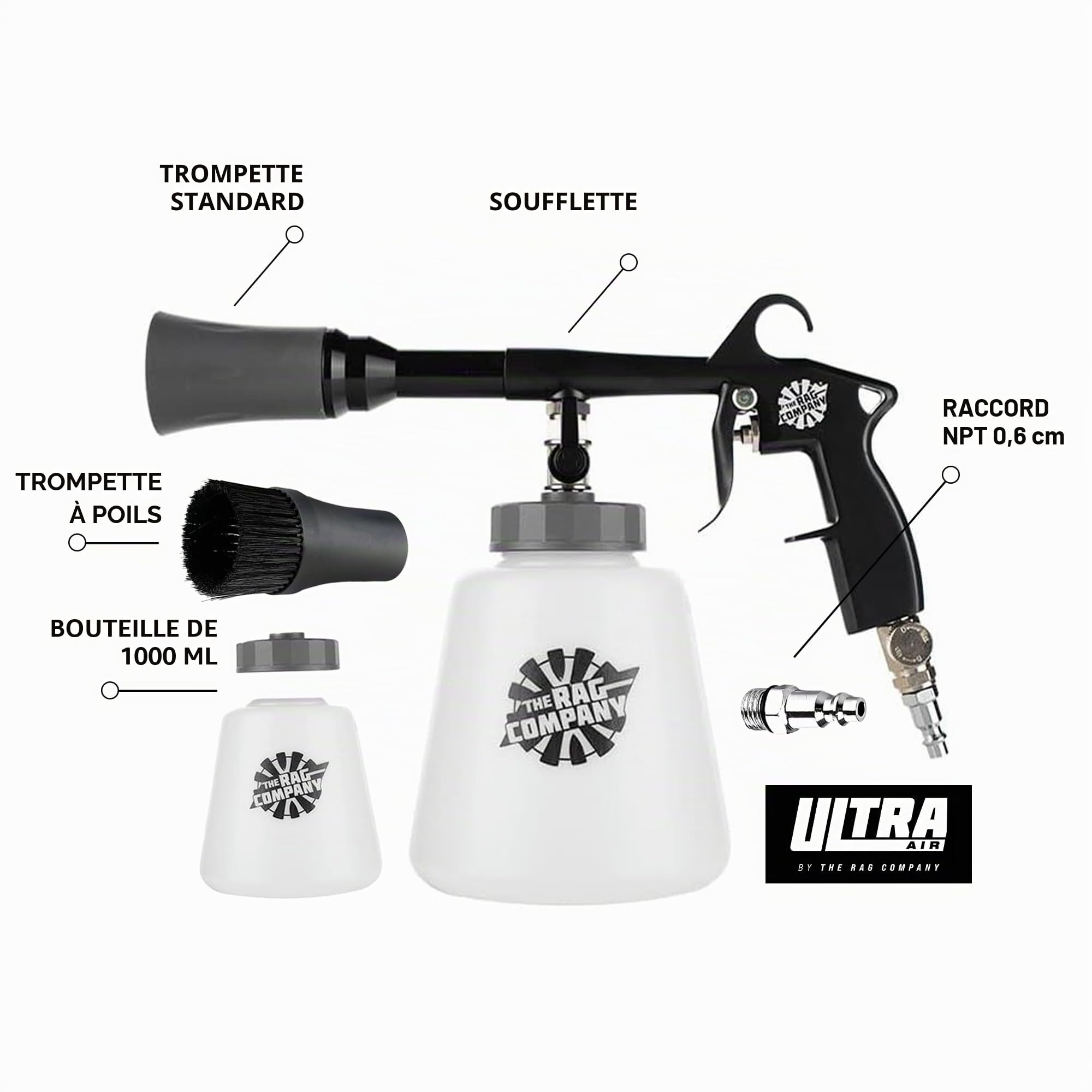 The Rag Company - Ultra Air Blaster Plus - Outil de Nettoyage pour Tissus d'ameublement - Noir
