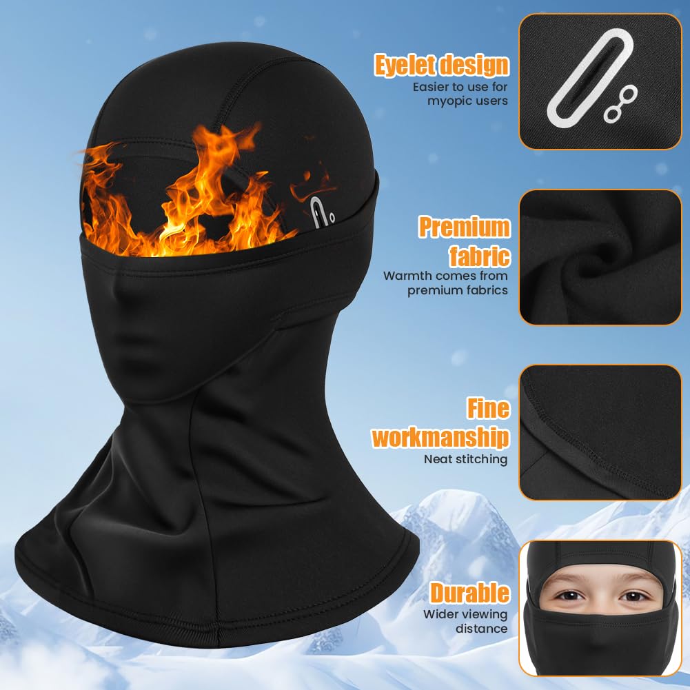 Pasamontañas Térmico para Niños, Balaclava Protector, Pasamontañas Niño Multifuncional Máscara, Cálido Calentador de Cuello para Niños y Niñas Ciclismo, Esquí y Deportes al Aire Libre