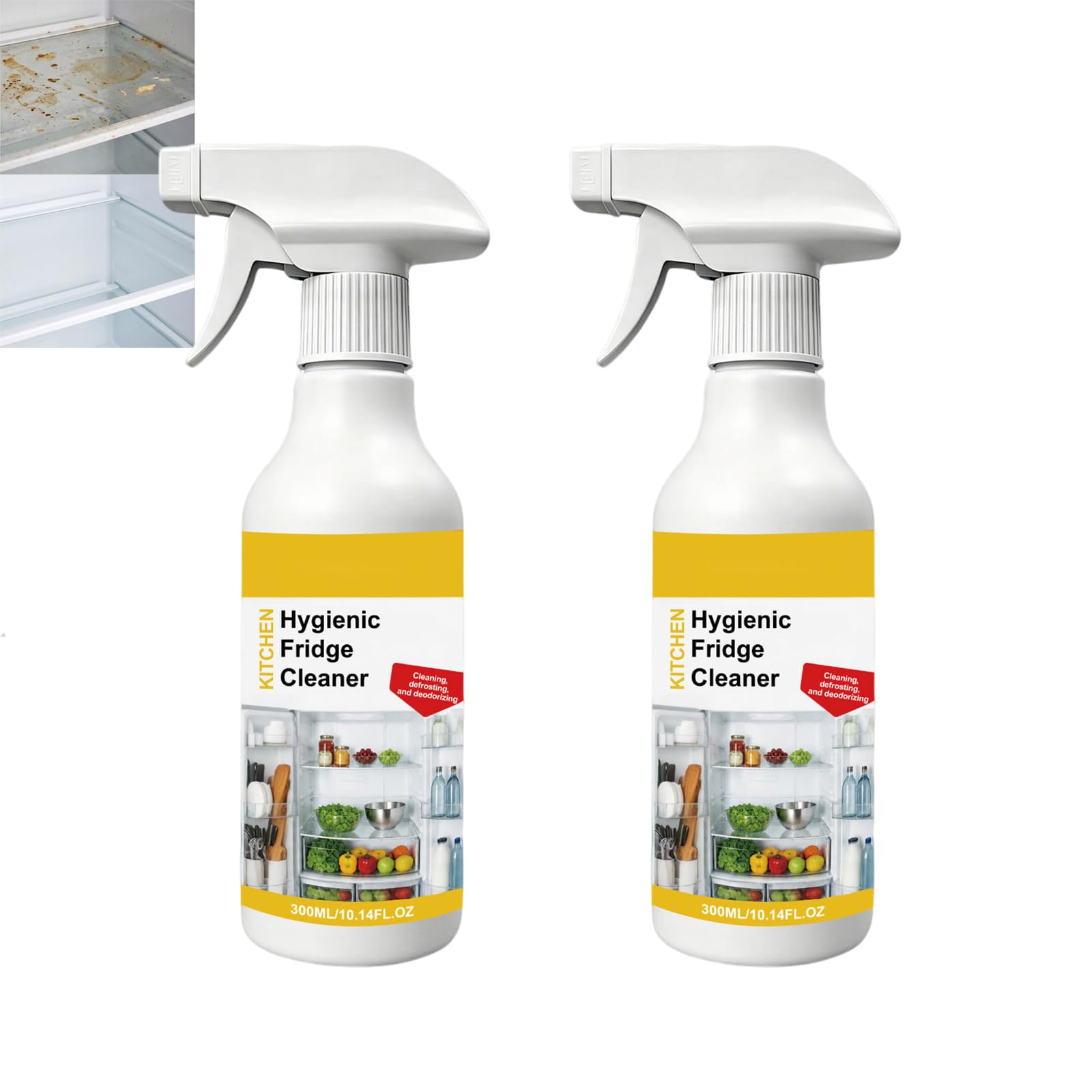 Kühlschrankreinigungsspray für den Innenkühlschrank, Mehrzweck-Entfetter für Stahl, Kunststoff und Glas, entfernt Öl, Fett und Gerüche aus Gefrierschrank, Kühler, Reinigungsformel für Backöfen (2PCS)