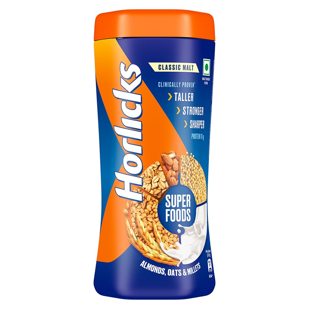 Horlicks Nutrition Drink Jar - 1 kg - Classic Malt - Clinically Proven to make kids Taller, Stronger, Sharper