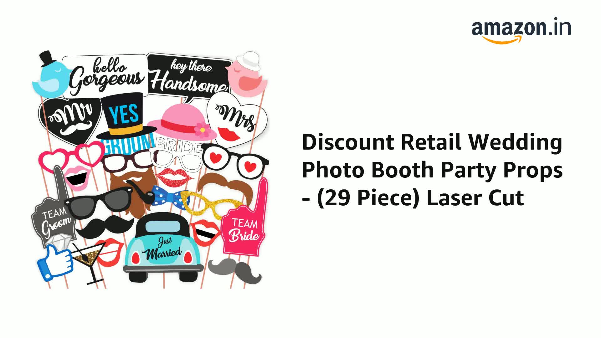 Watch Discount Retail Wedding Photo Booth Party Props - ﹙29 Piece