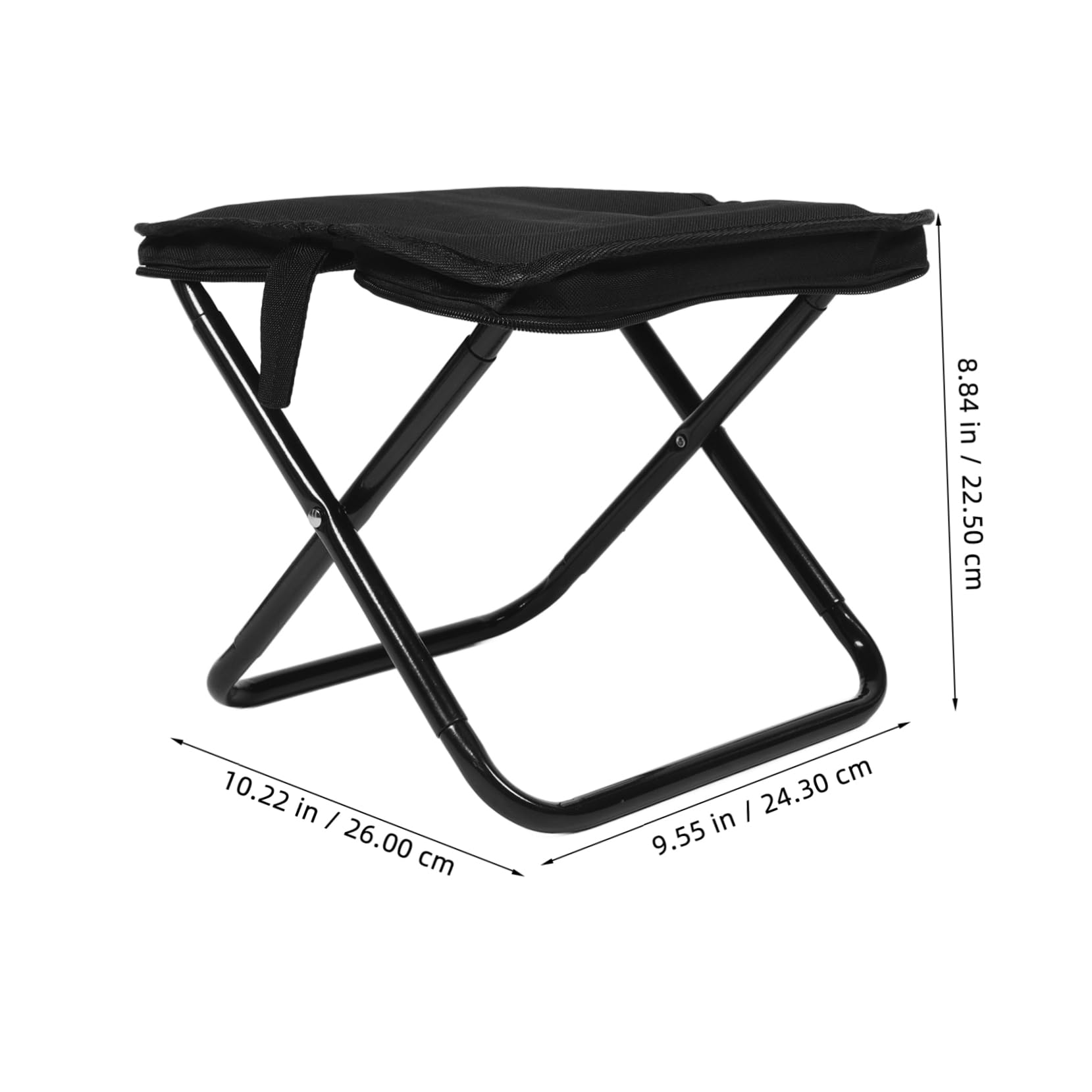 Sgabello Pieghevole da Campeggio Nero, Seduta Oxford Tubo in Acciaio | Mare e Picnic, Borsa Zip Inclusa, Struttura Compatta e Versatile per Uso Esterno