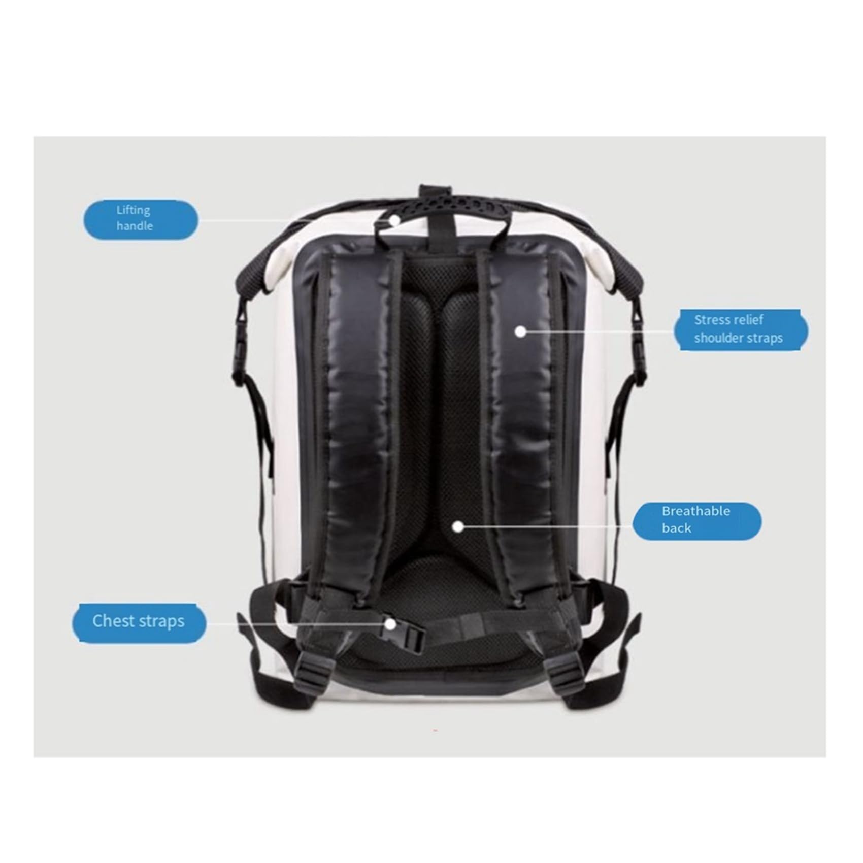 Azull 30L Angel-Rucksack Angeltasche Trockenbeutel F¨¹rs Angeln zum Wandern, Driften, Schwimmen und Kajakfahren, mit Schultergurten und K?der-Eimer, in Schwarz