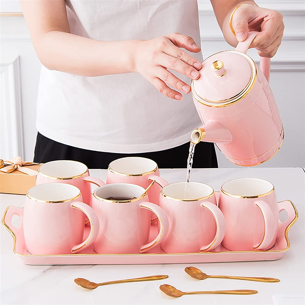 Set da tè, Tazza da Acqua di Lusso Leggera in Ceramica per Uso Domestico, teiera/Tazza da tè per Soggiorno, utilizzata per/Matrimonio/casa/Ufficio(Bianco
