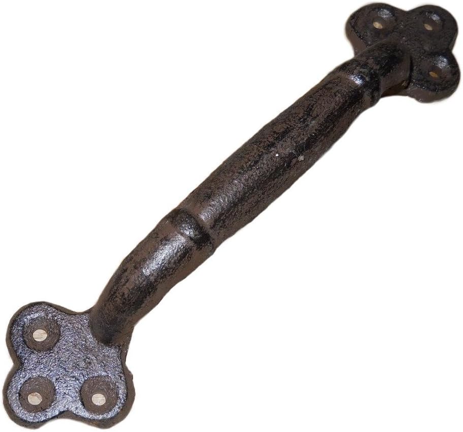 JTW- 2 Pcs Heavy Duty Solid Cast Iron Antique Style Rustic Barn Handle Gate Pull, Shed Door Handles 9" Long Rust Brown Finish