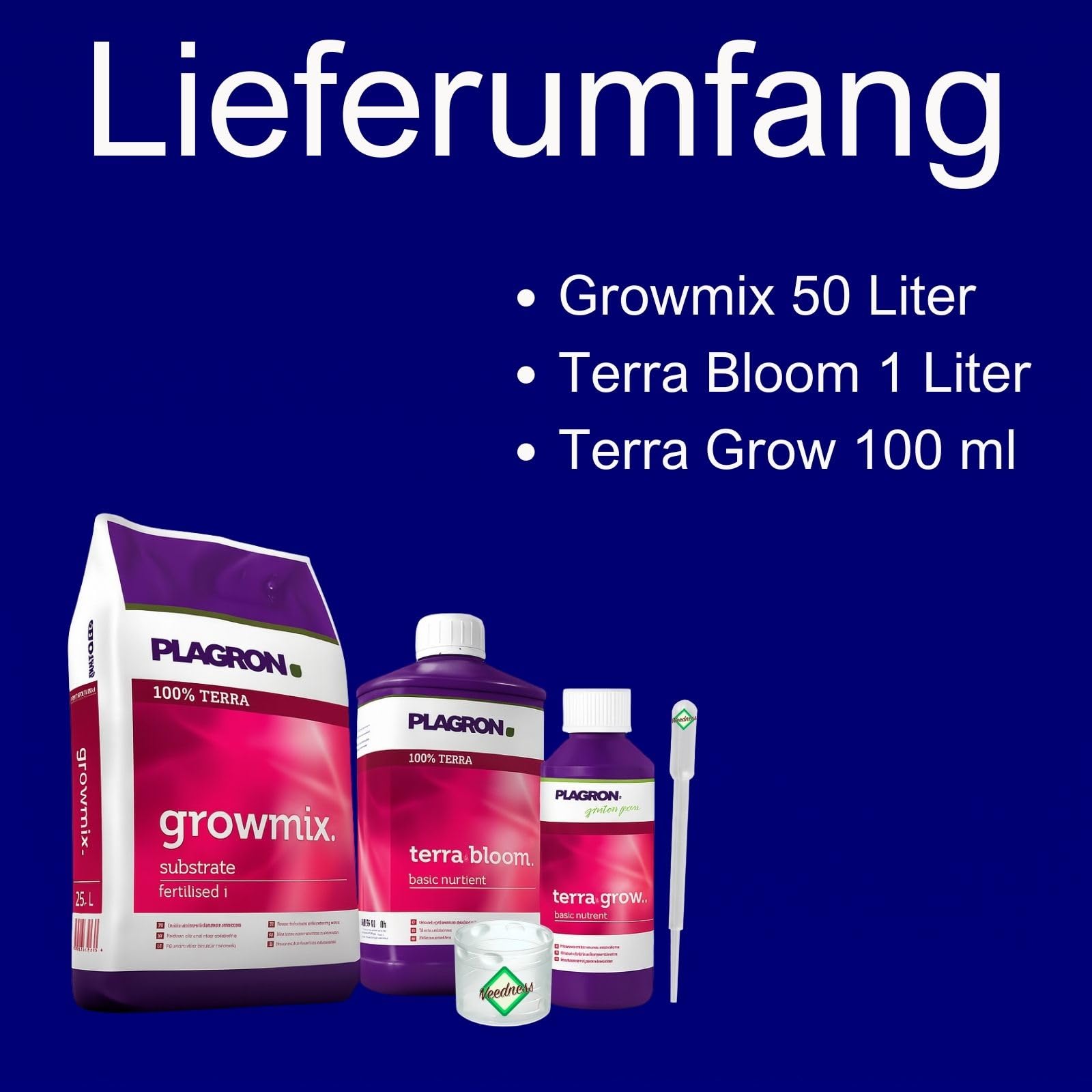 Weedness Plagron Growmix 50 Liter mit Perlite + Dünger Small - Blumenerde Grow Balkon-Pflanzen Pflanzerde Gartenerde Tomatenerde