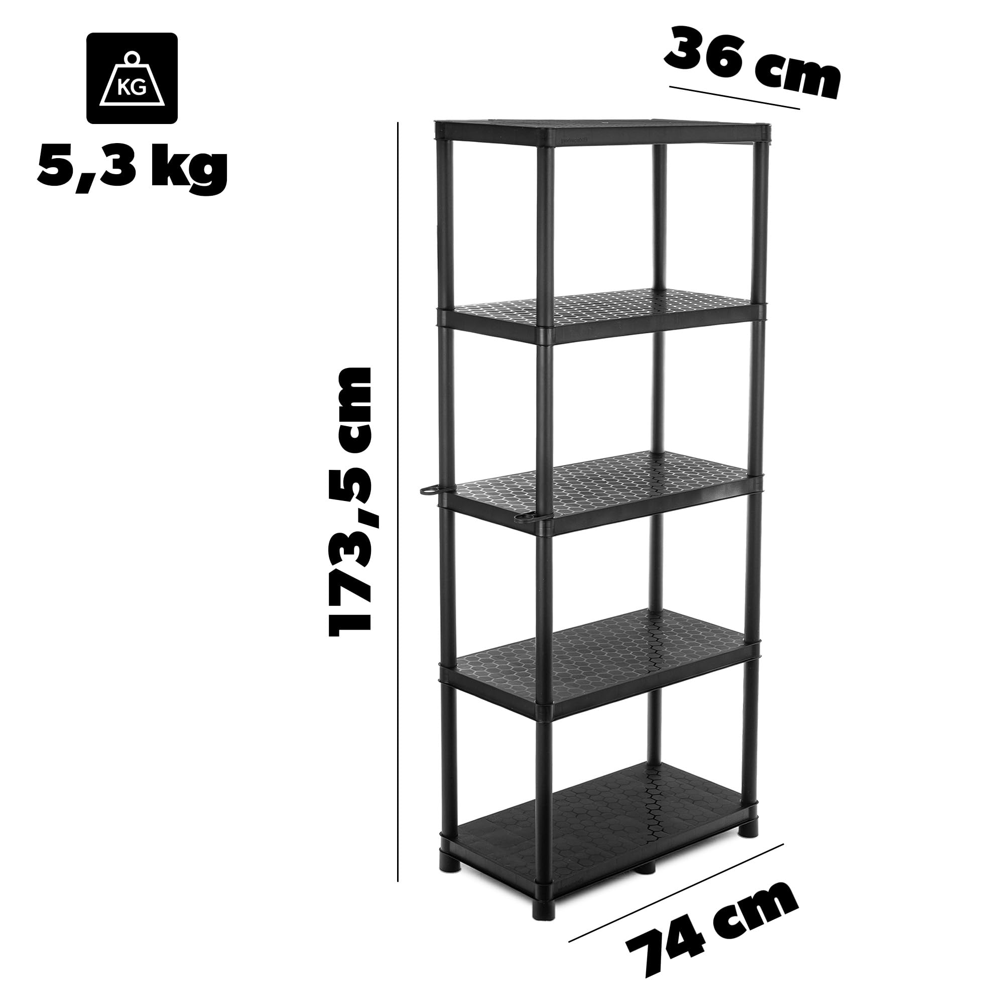 KADAX Schwerlastregale 2er Set: 132 x 58 x 28 cm und 174 x 74 x 36 cm, Lagerregale aus Kunststoff, Kellerregale, Steckregale für Werkstatt, Keller & Garage