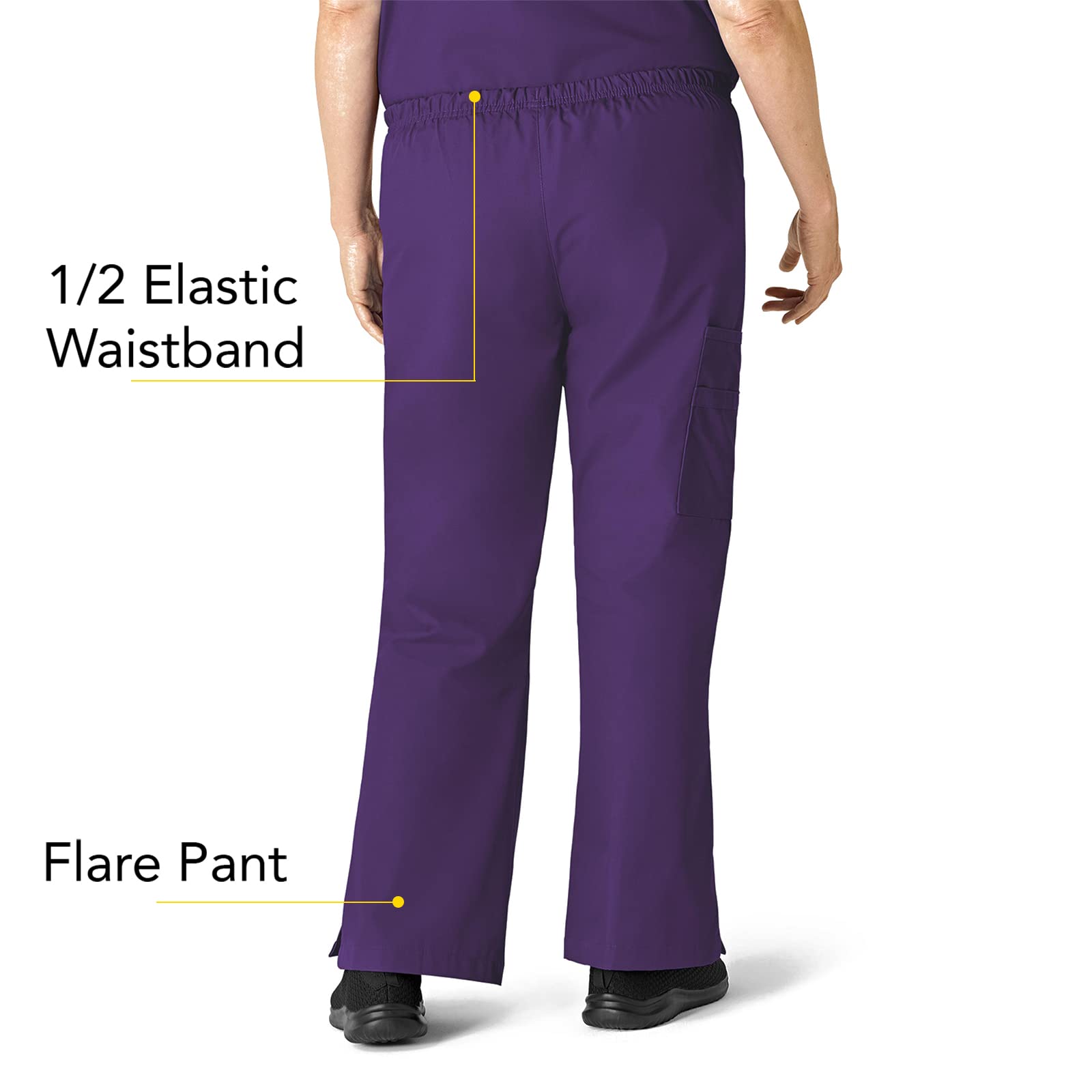 WonderWink womens Flare Leg Cargo Pant, Eggplant, 5X-Large