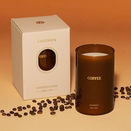 Miniatura 5 de Goodpick Velas perfumadas de café de 22 onzas, velas clásicas de lujo para el hogar, vela de soja de 2 mechas, velas en tarro grande regalos para