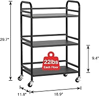 Vista 33 de 3-Tier Metal Utility Multipurpose Rolling Cart,Large Capacity Heavy Duty Cart with Lockable Wheels for Kitchen,Living Room,Office,Bathroom Storage