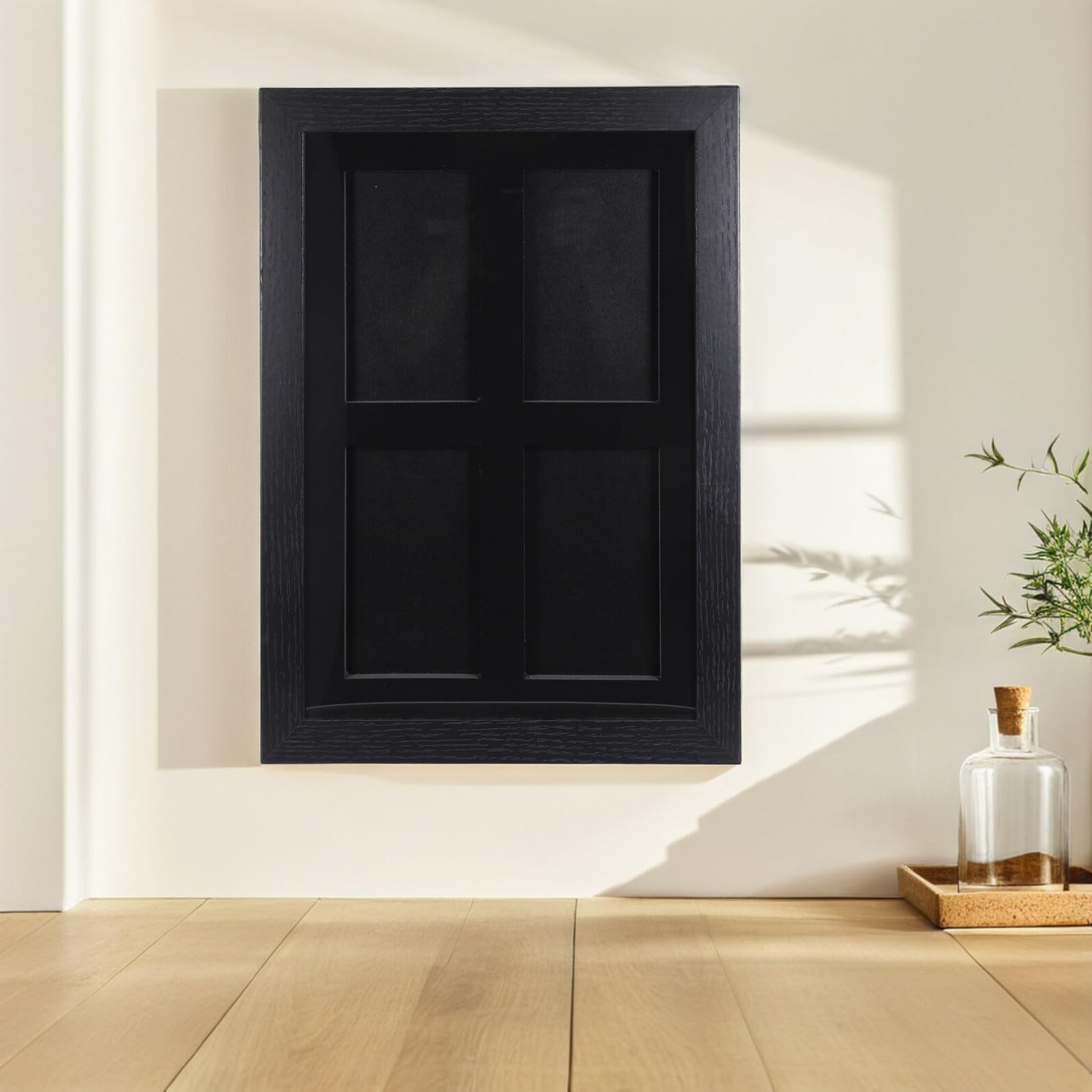Lurrose Gerahmter Sammelkarten Rahmen für Wand und Tischmontage 4 Fächer Transparente Abdeckung Psa Kompatibel Kartendisplay für Sammelkarten und Trading Cards