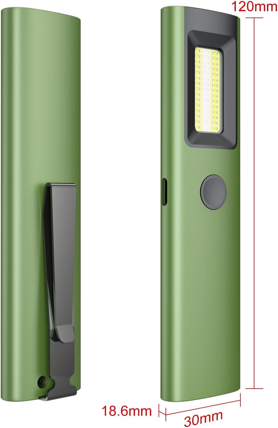 Handheld Pro Rechargeable EDC Flat Flashlight with Green Beam, UV and White LED Combo, 800 Lumens Portable Pocket Lights with Magnet/Bag for Outdoors Travel Camping (Green No Bag)