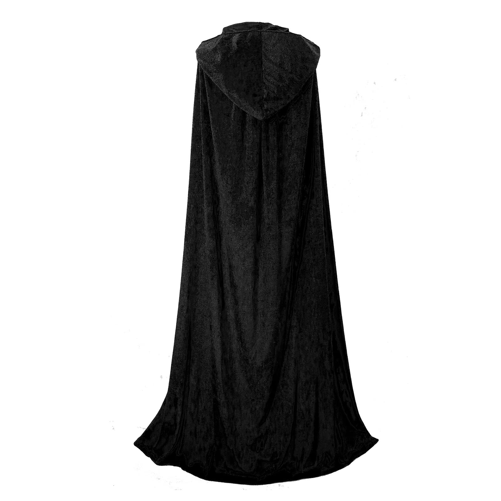 maxToonrain Velvet Hooded Cape for Adults Unisex Cloak with Hood for Halloween Christmas World Book Day Fancy Dress Costume (150cm-Black) - Image 4