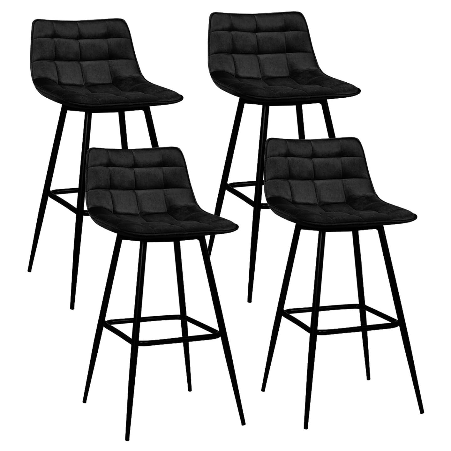 IDMarket - Lot de 4 tabourets de Bar Mady en Velours Noir