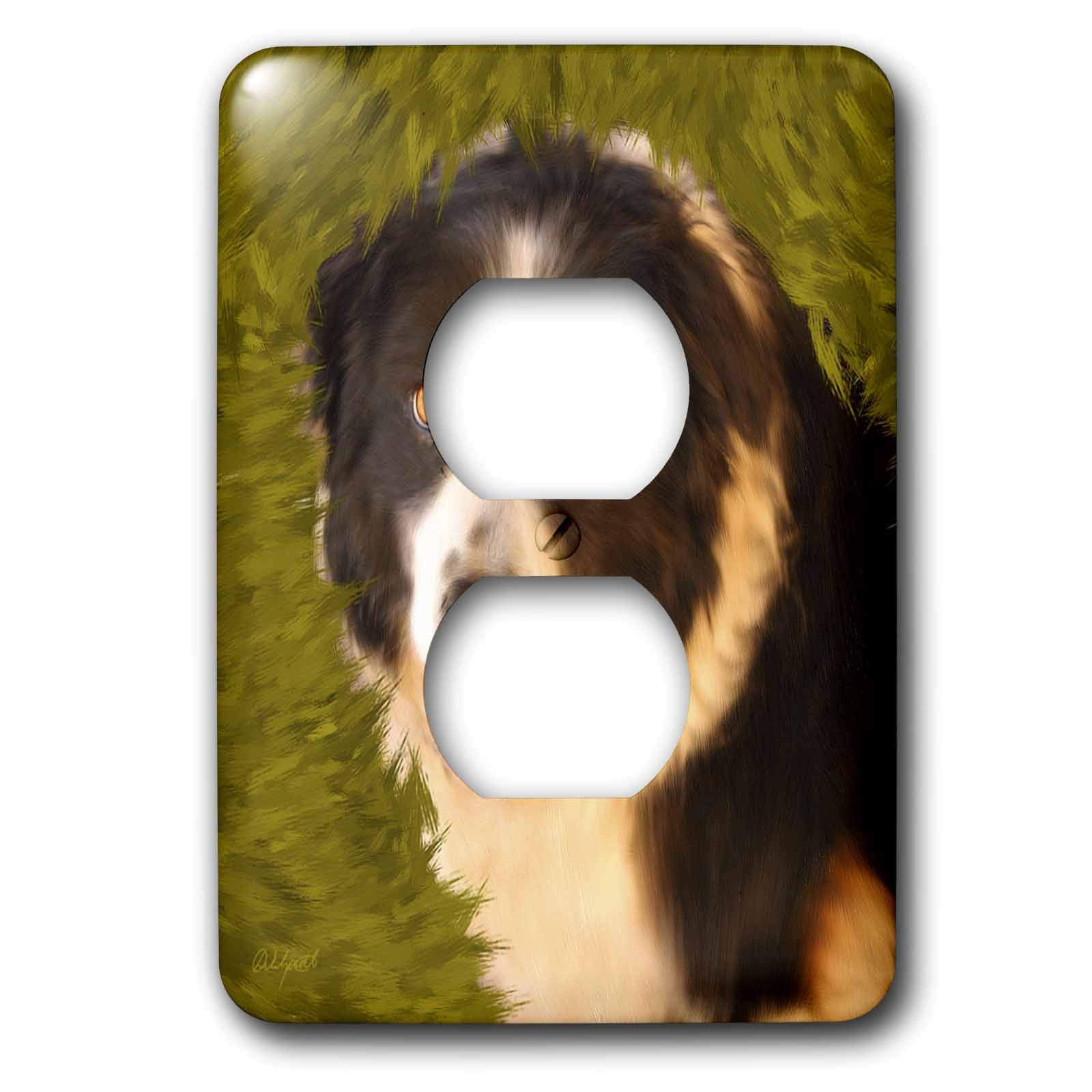 Bordure Collie 2 prises de prise plaque décorative 3dRose lsp_11977_6 pour interrupteur