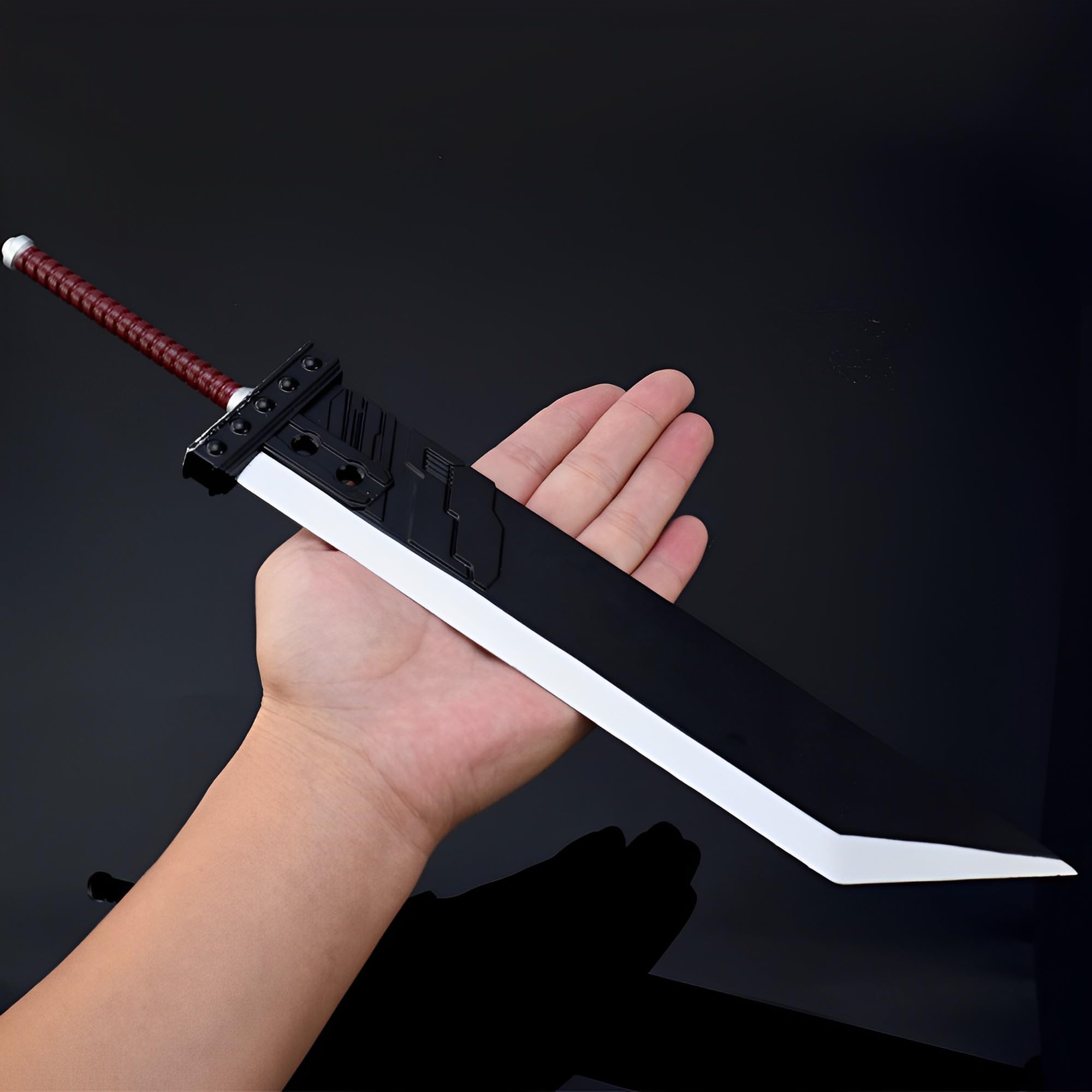 Modelo de Espada Larga, Modelo de Espada Gigante Buster, Longitud: 35 cm, Totalmente metálico, con Soporte exhibición(Black)