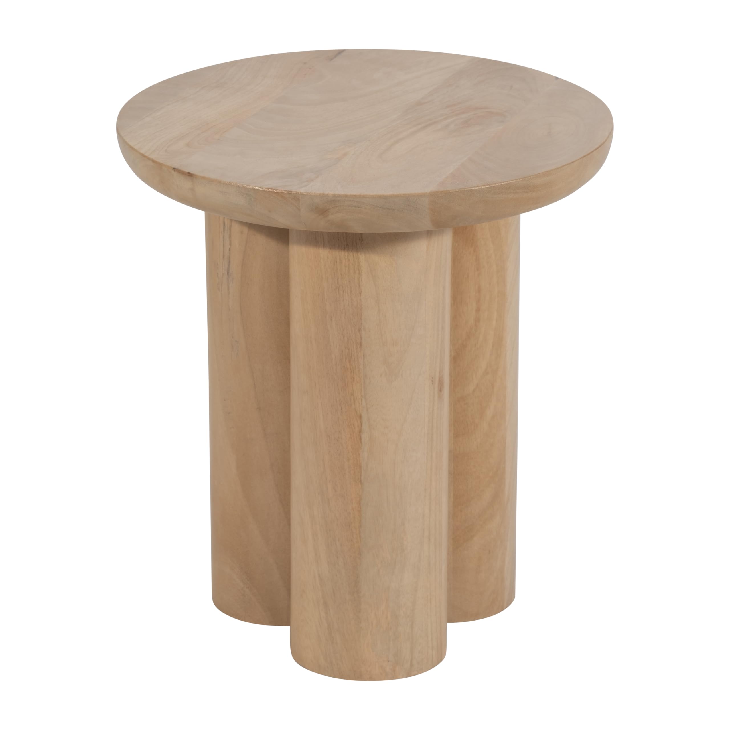 Sagebrook Home Mango Wood Accent Table - Modern Round End Table with Sturdy Base - Handcrafted Side Table for Living Room, Bedroom, Office - 18" Natural Brown