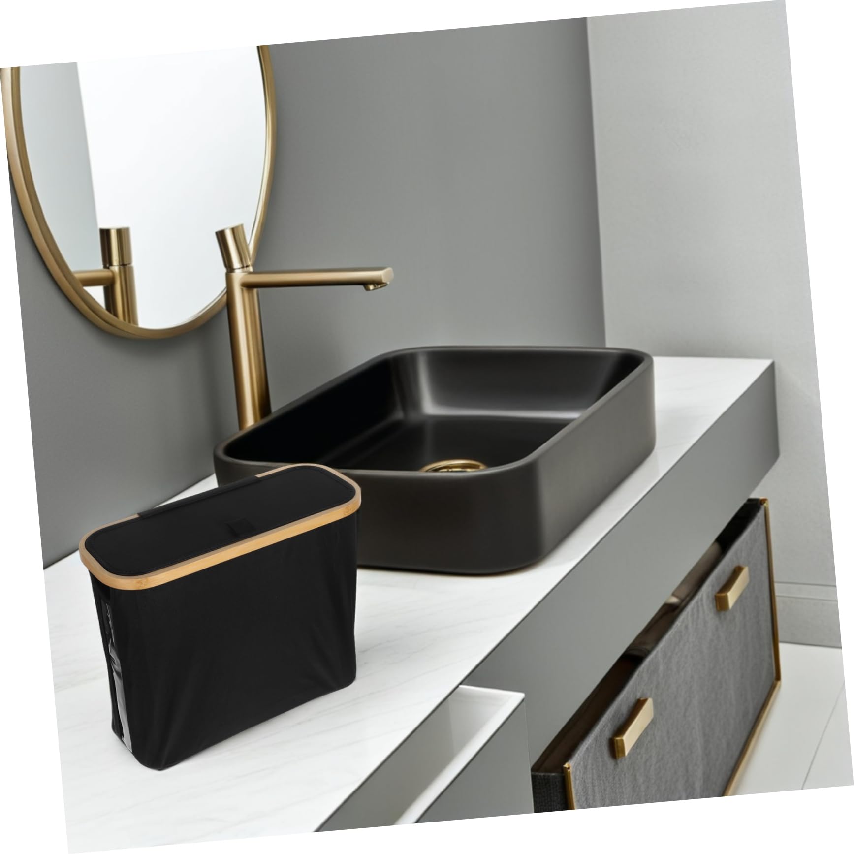 Panier Étanche et Anti-poussière en Tissu Oxford de Rangement Pliable avec Couvercle, Design Moderne pour Papier Toilette pour Salle de Bain et Salon