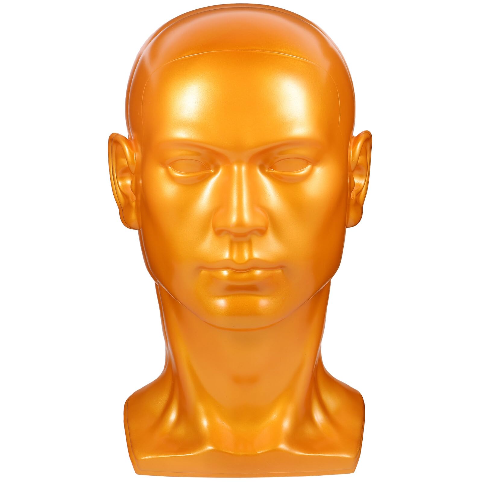 PartyKindom Cabeza Soporte Profesional de Pvc Dorado de Maniquí Masculino para Exhibición de Pelucas, Sombreros y Gafas en Uso Diario Hogar