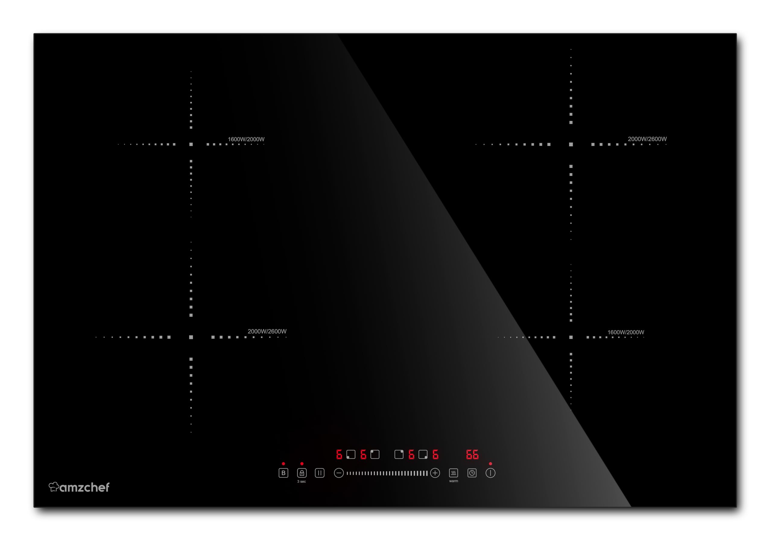 AMZCHEF 30' Built-in Induction Cooktop, 9 Levels, 240V, No Plug, 7200W
