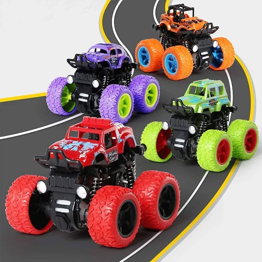 KOBBET® Big Size Monster Truck Friction Powered Cars Toys, 360 Degree Stunt 4wd Cars Push Go Truck for Toddlers Kids Gift Car Toy, a Toy for Kids, Best Return Gift Party Favor Gift (Pack of 2 Car) 4