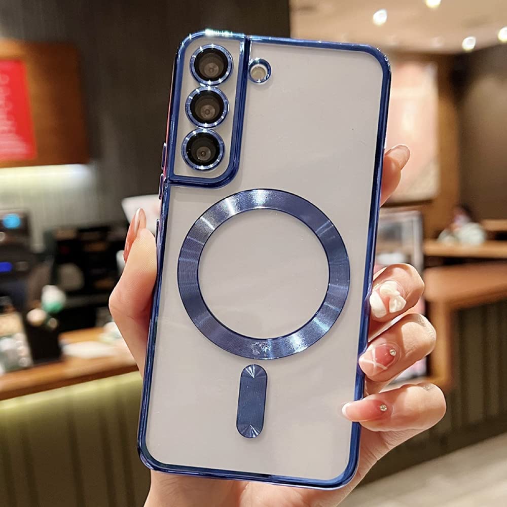 Coque magnétique Samsung S23 FE antichoc transparente et bleue