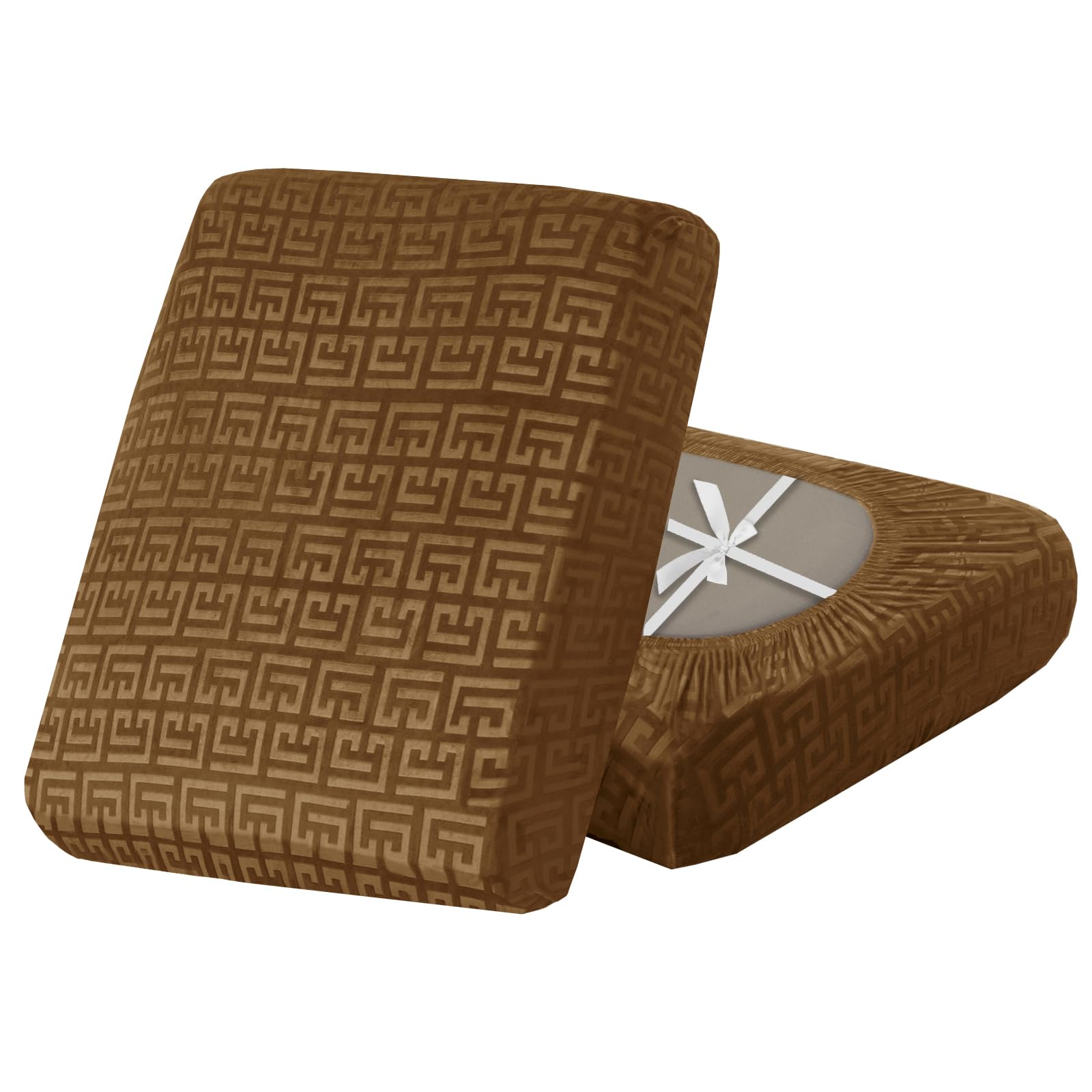 SYLC Stretch Sofa Cushion Covers Velvet Knurling, Non Slip Seat Covers for Sofas with Ties, Fitted Caravan Cushion Covers for Sofa/Settee/Couch/Motorhome (Bronze,1pc Large chaise) โ image 1