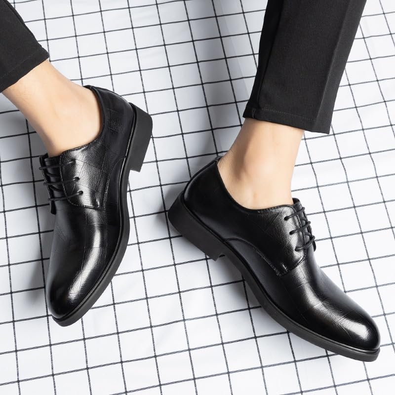 Large Size Men's Business Formal Leather Shoes Versatile Pointed Toe Lace-up Casual Dress Shoes Low-top Slip Resistant Rubber Oxford Shoes for Men4