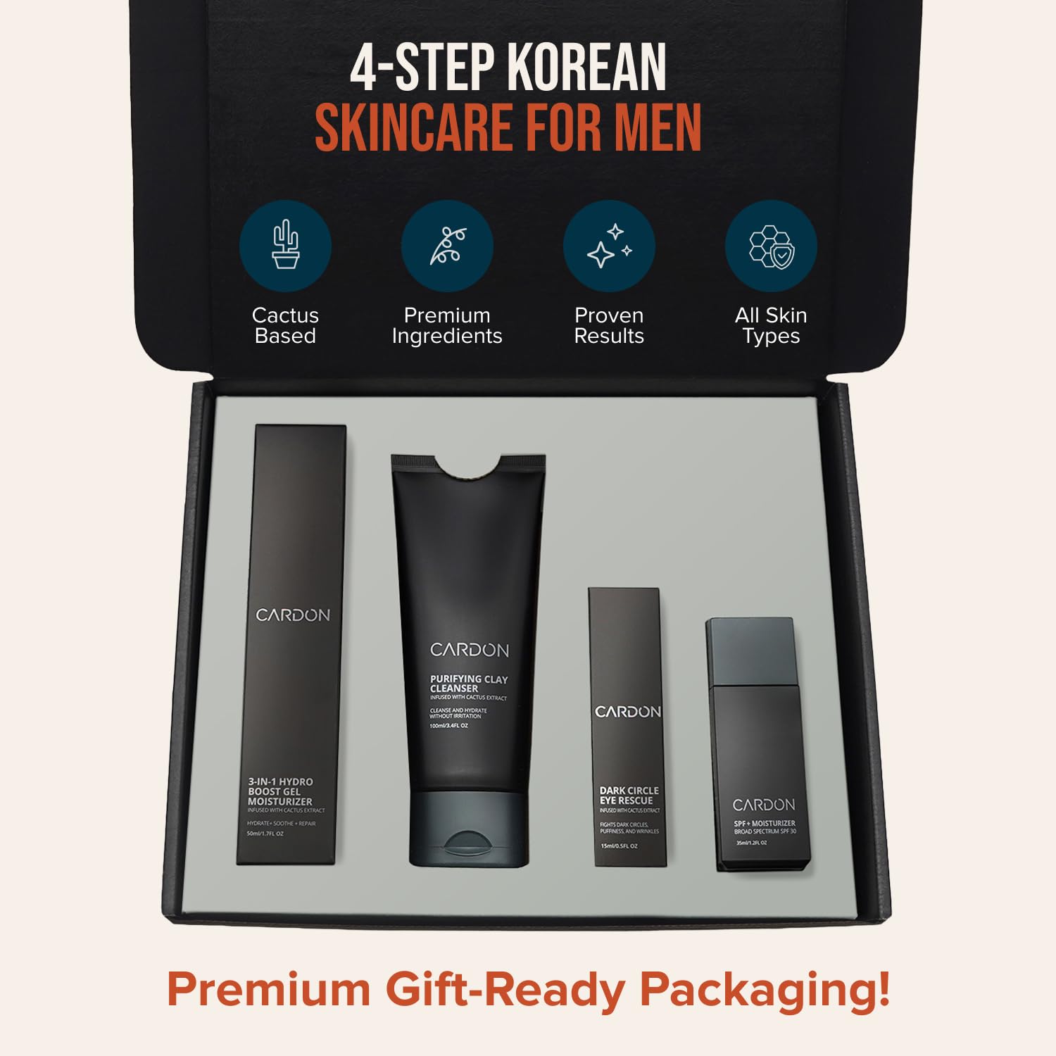 Amazon.com : Cardon 4-Step Korean Skincare Gift Set for Men, Anti