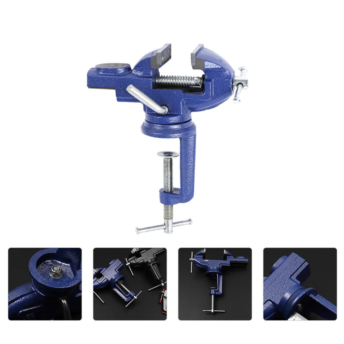Étau de Table Pivotant à 360 Degrés, Bleu, Acier, Serrage