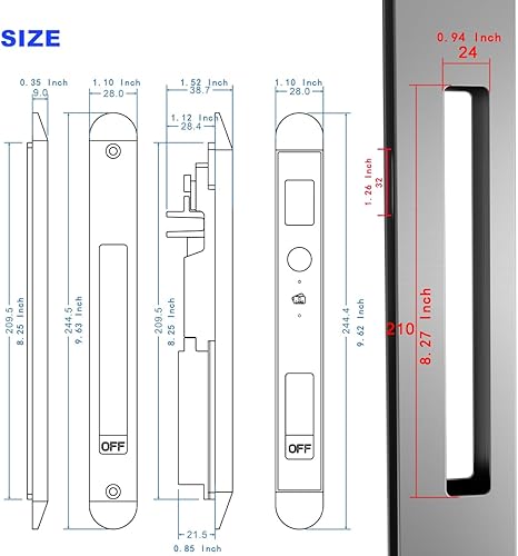 Miniatura 7 de Cerradura inteligente para puertas correderas y ventanas, entrada sin llave 4 en 1 con huella digital, tarjeta, llave mecánica y control de