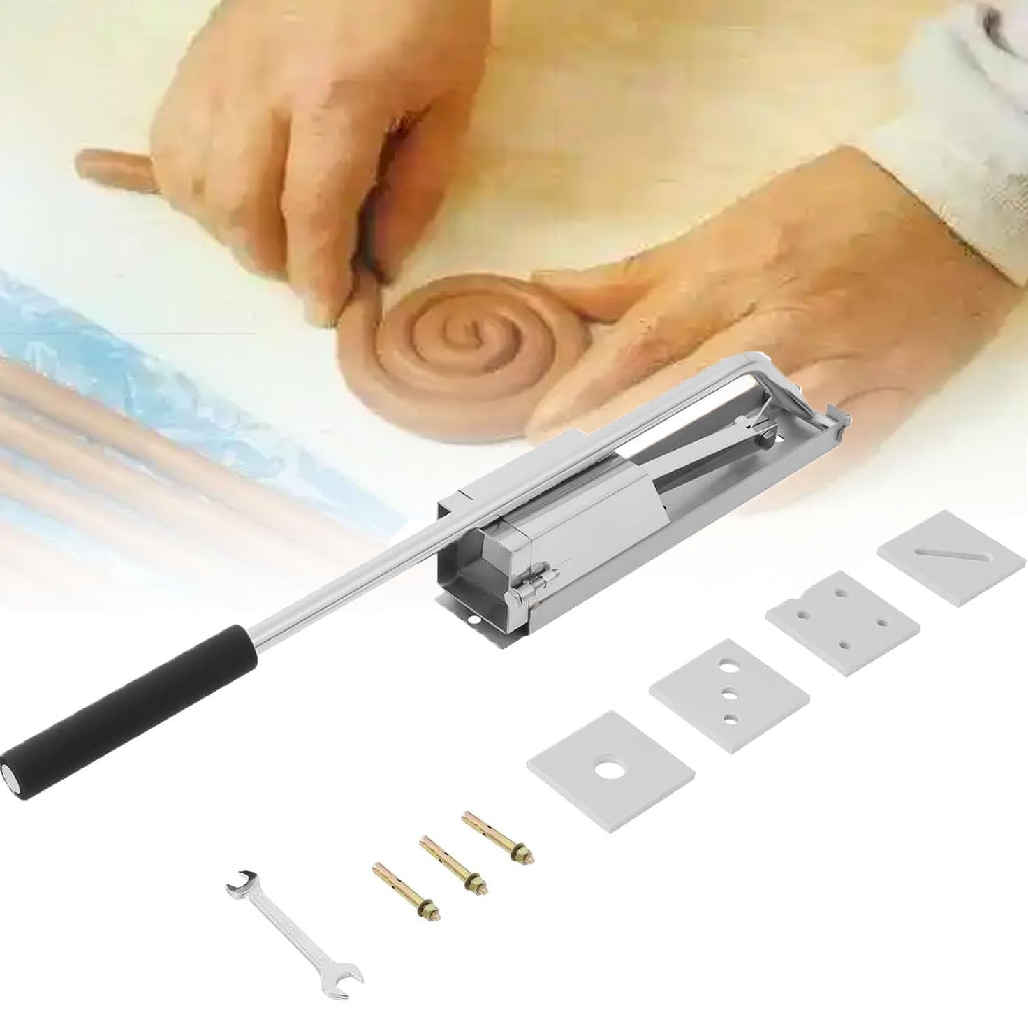 Herramienta extrusora de arcilla para cerámica, máquina de barro de acero inoxidable para cerámica y arcilla suave, perfecta para uso profesional y aficionado