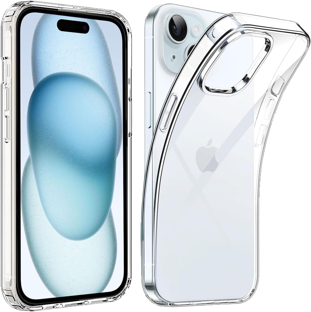 KP TECHNOLOGY Case For iPhone 15, Clear Thin Transparent Silicone Gel Cover Case for iPhone 15 (Clear)