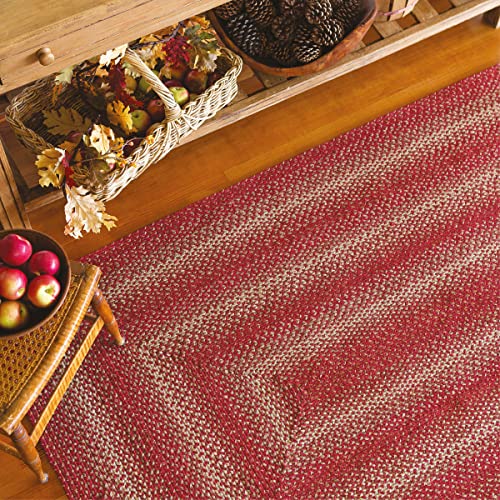 Homespice Apple Pie Premium Jute Braided Area Rug, 8 X 10' Rectangular Red, Reversible, Natural Jute Yarn Rustic, Country, Primitive, Farmhouse, Lodge Style - 30 Day Risk Free Purchase #TOP6