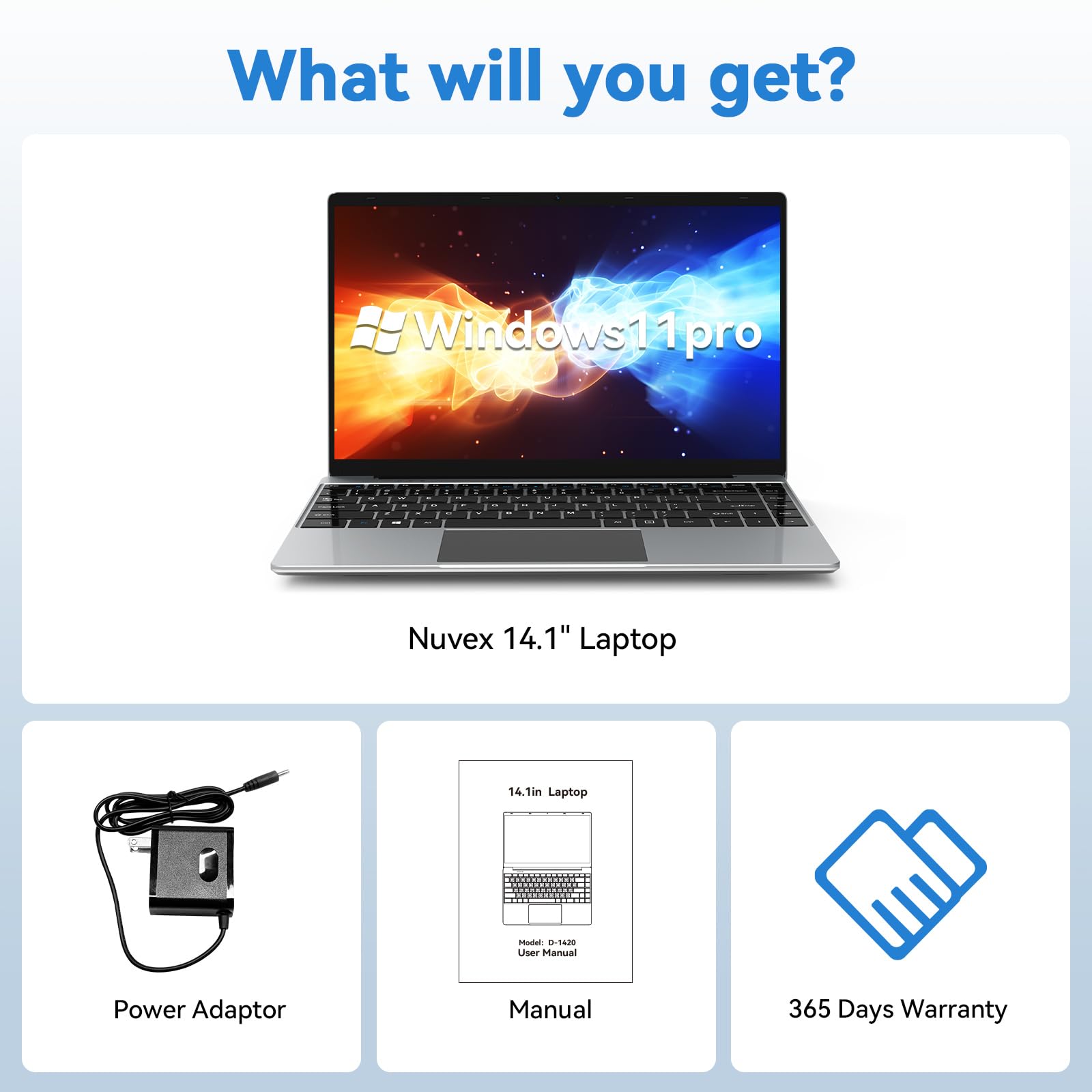 Intel Celeron N4020 Portatile da 14.1", Memoria DDR4 da 8 GB, SSD da 256 GB, Windows 11, visualizzazione FHD per lavoro e intrattenimento, SSD espandibile da 1 TB, USB3.0, Webcam