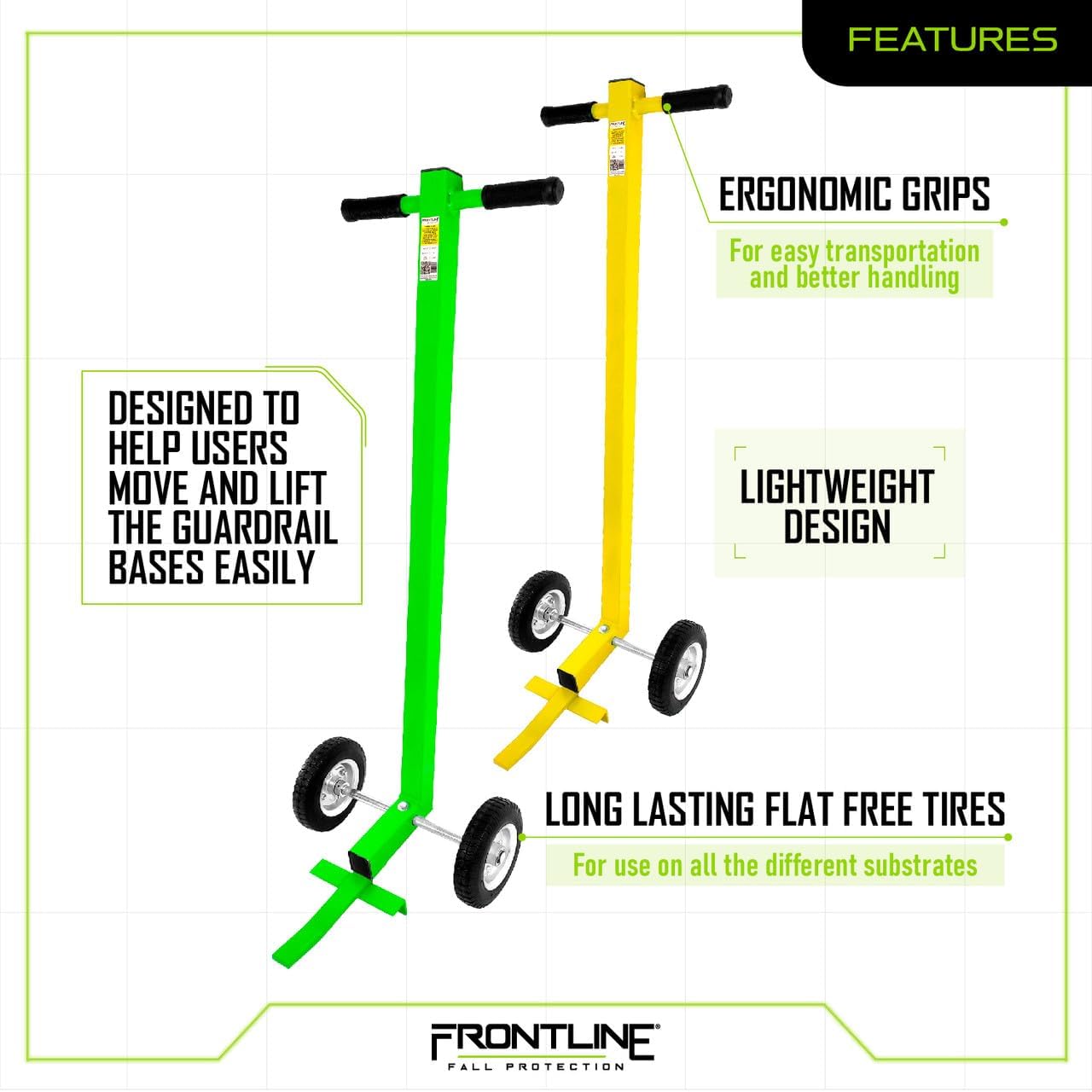 Frontline Fall Protection Guardrail Base Lifting Dolly (Yellow)