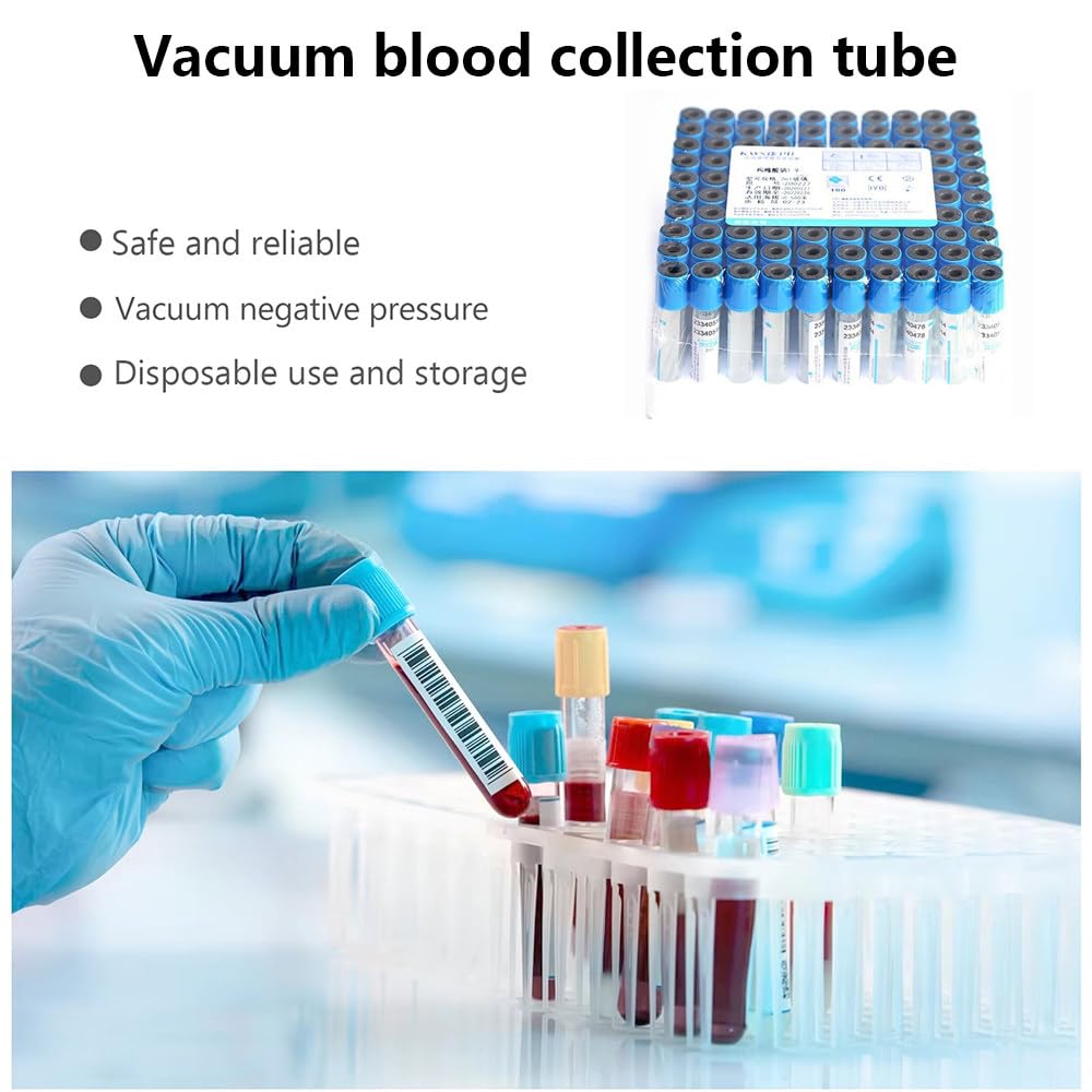 Provette per Prelievo Di Sangue Sottovuoto, Provette per Prelievo Di Sangue Da Laboratorio Da 3/5/10 Ml, 1 Confezione Da 100, Provette Con Citrato Di Sodio, Per Laboratori E Cliniche,10ml